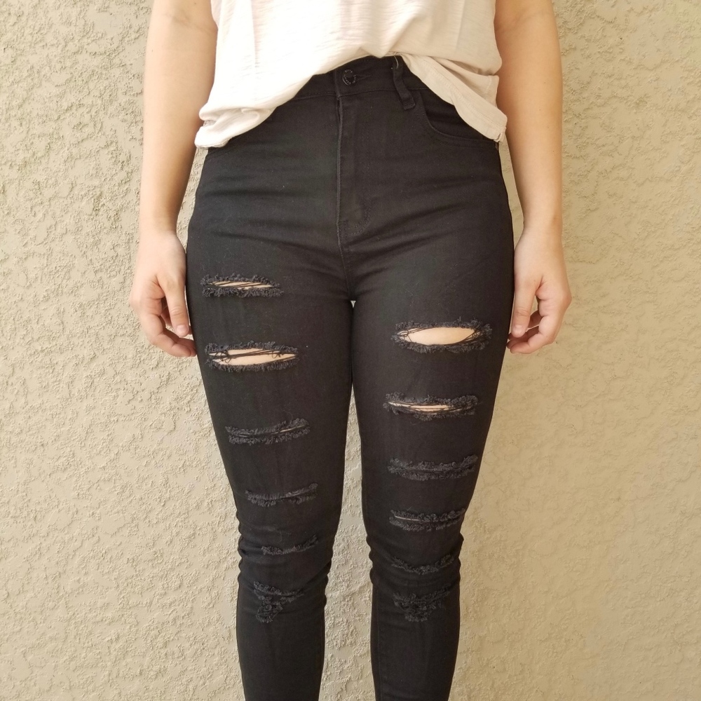 Black High Waisted Skinny Jeans